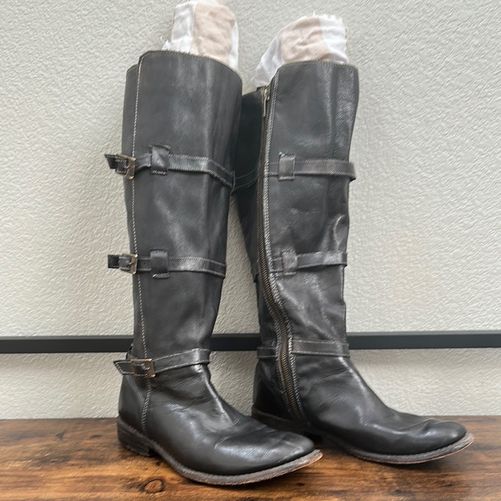BED|STU Black Knee High Zippered Boots
